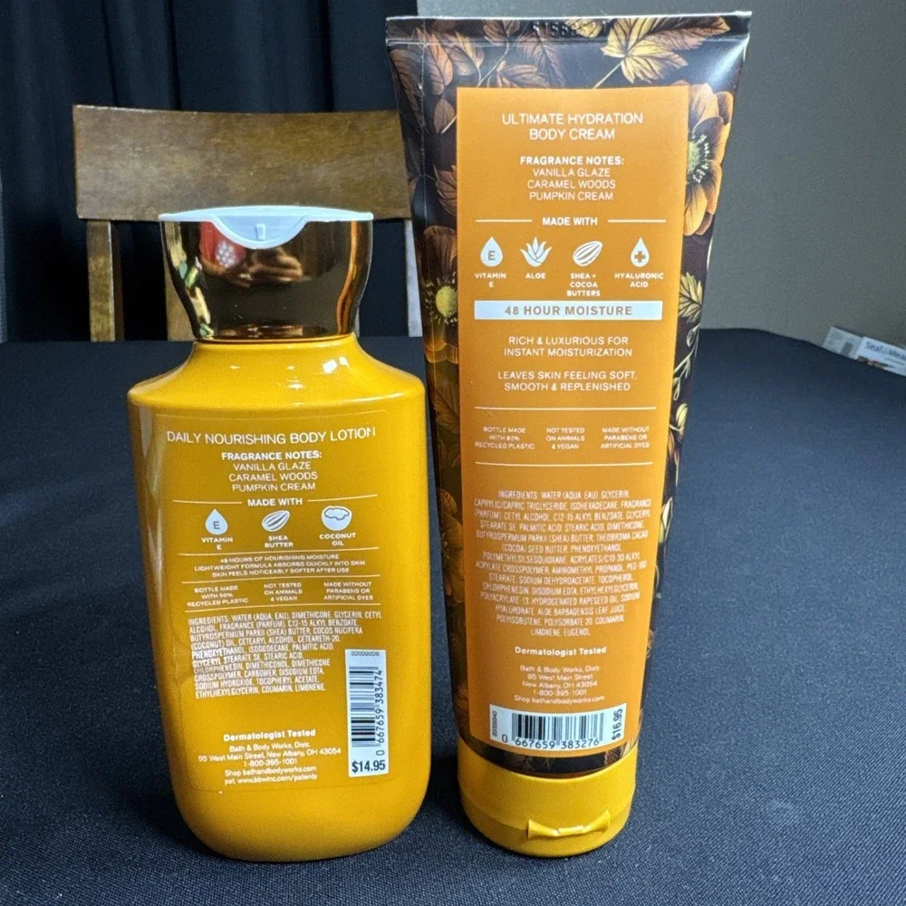 Bath & Body Works Glazed Pumpkin Body Lotion 8oz & Body Cream 8oz Discontinued